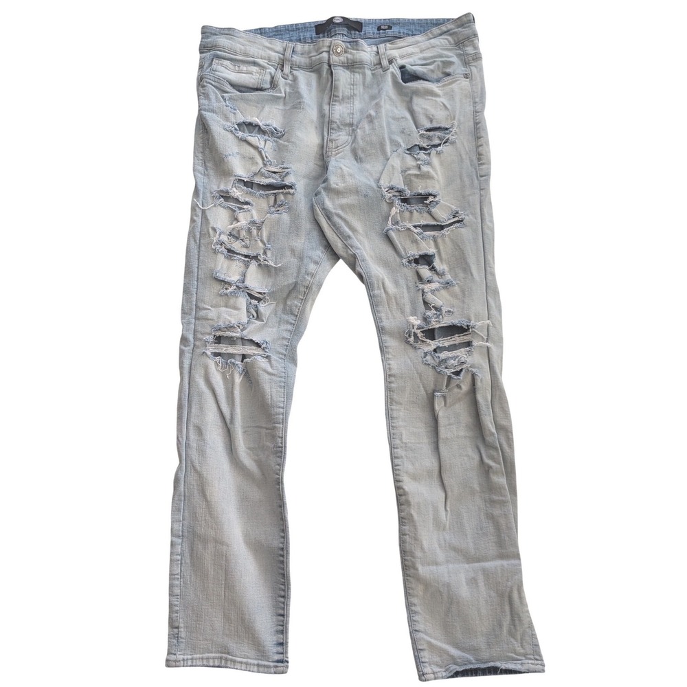 Jordan Craig Sean Distressed Slim Fit Light Wash Denim Jeans Mens‎ 40x32 Ripped